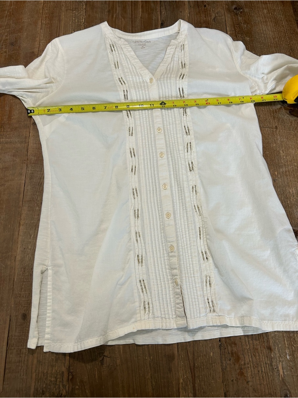 Coldwater Creek Top Tunic Boho Soft Cotton Ivory Shirt Casual Medium - Picture 5 of 7